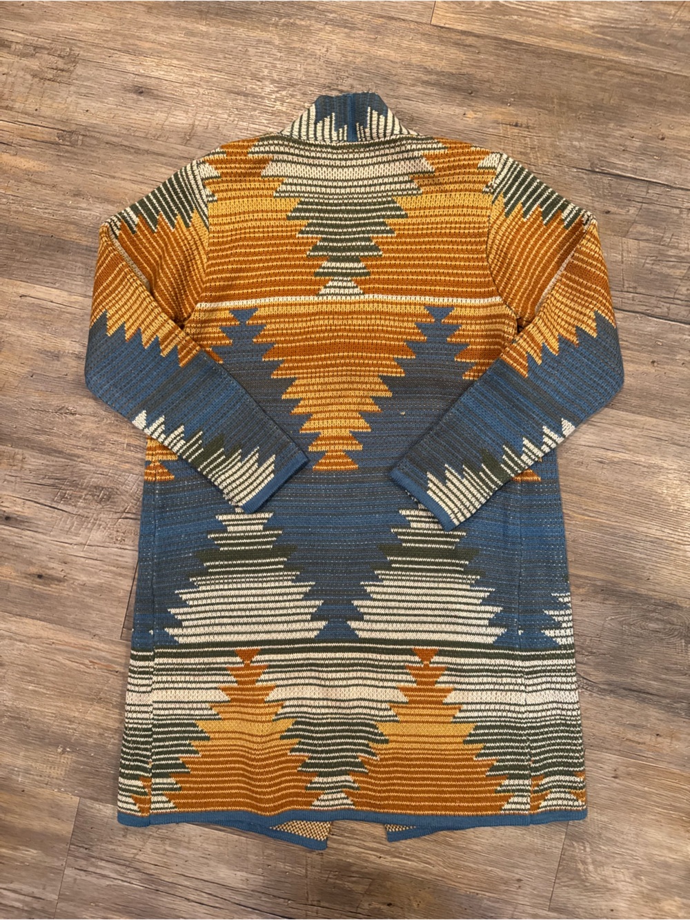 Wrangler Aspen Aztec Toggle Duster Cardigan Sweater Southwestern Knit Boho Sz Lg - Picture 2 of 5